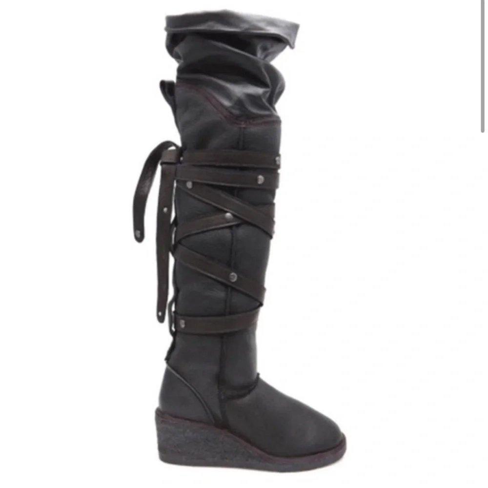 COPY - Koolaburra Luxe  collective black over the knee boots buckle strap thigh…